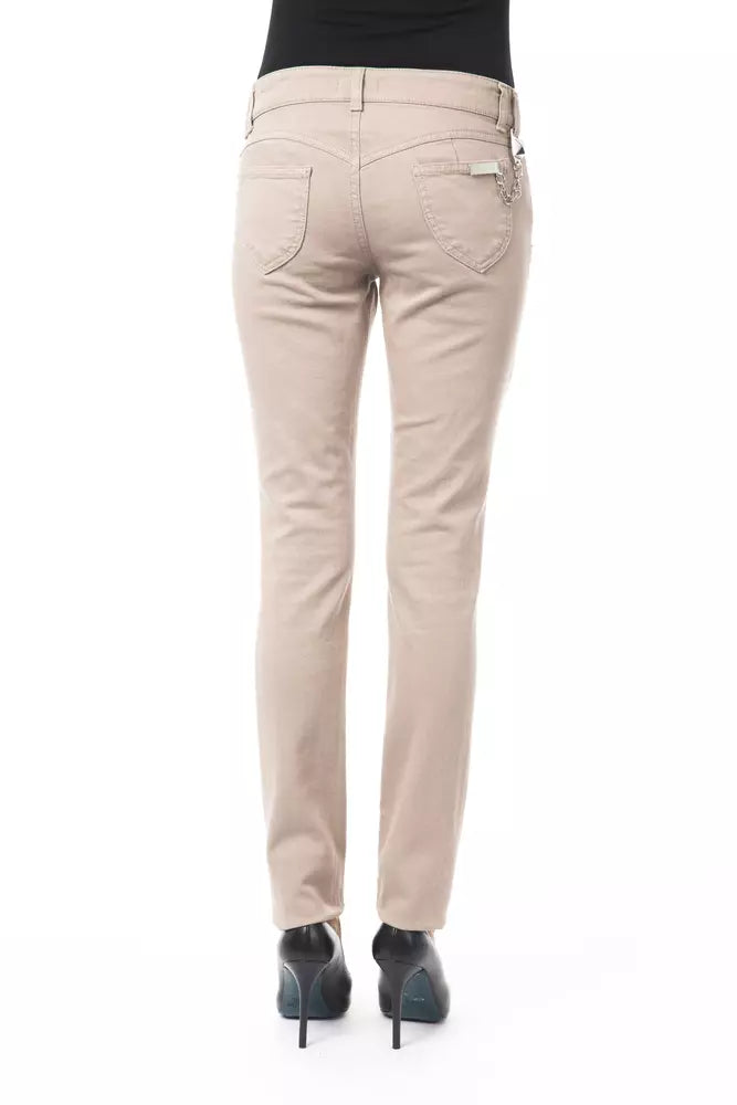 BYBLOS Beige Damen Slim Hose aus Baumwolle