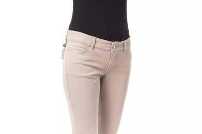 BYBLOS Beige Damen Slim Hose aus Baumwolle
