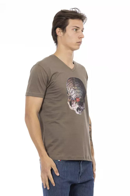 Trussardi Action Braunes Herren-T-Shirt aus Baumwolle