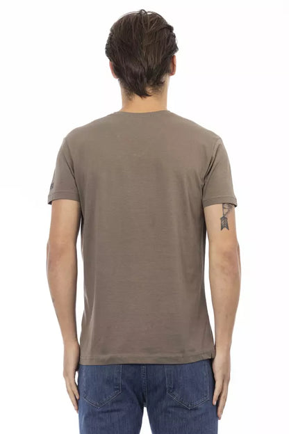 Trussardi Action Braunes Herren-T-Shirt aus Baumwolle