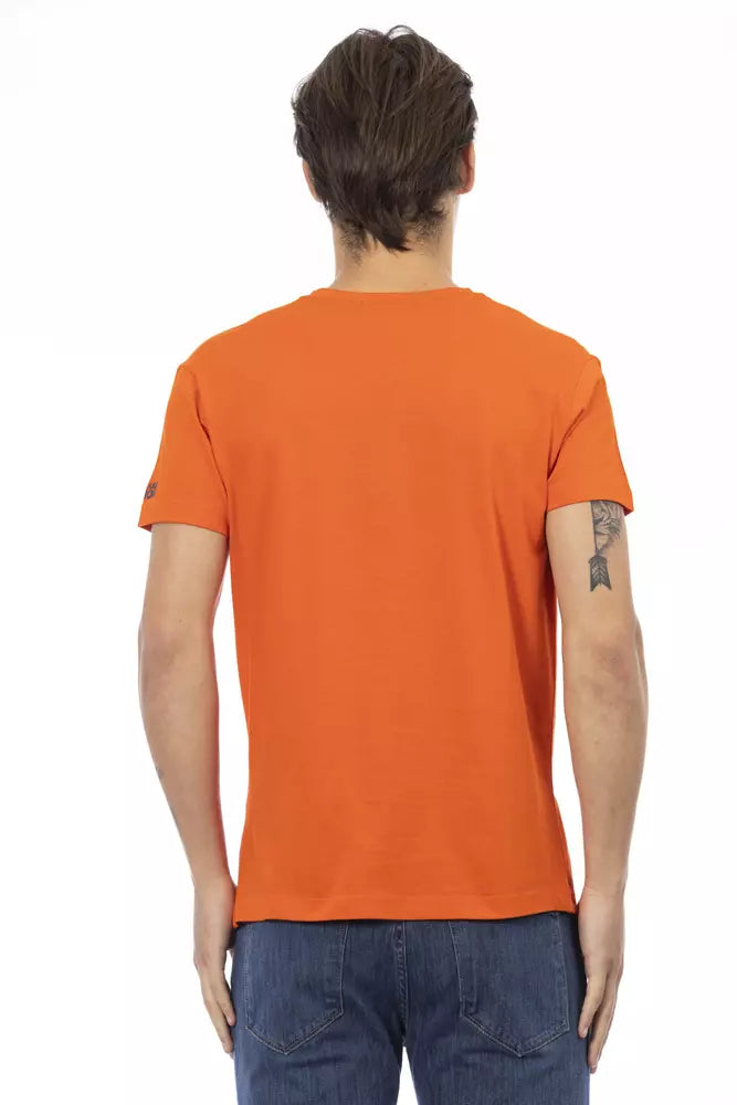 Trussardi Action Orange Baumwolle Herren T-Shirt mit V-Ausschnitt