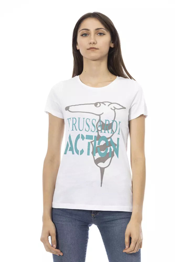 Trussardi Action Weißes Baumwoll-T-Shirt für Damen