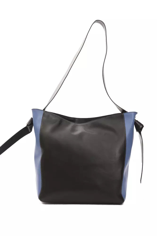 Pompei Donatella Damen-Umhängetasche aus schwarzem Leder