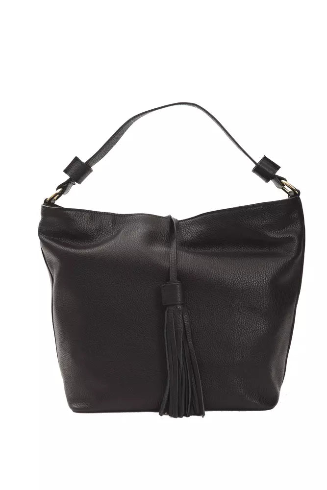 Pompei Donatella Damen-Umhängetasche aus schwarzem Leder