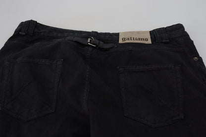 John Galliano – Lässige Jeans aus Baumwolle mit Schnalle hinten in Schwarz