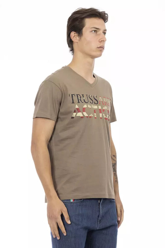 Trussardi Action Braunes Herren-T-Shirt aus Baumwolle