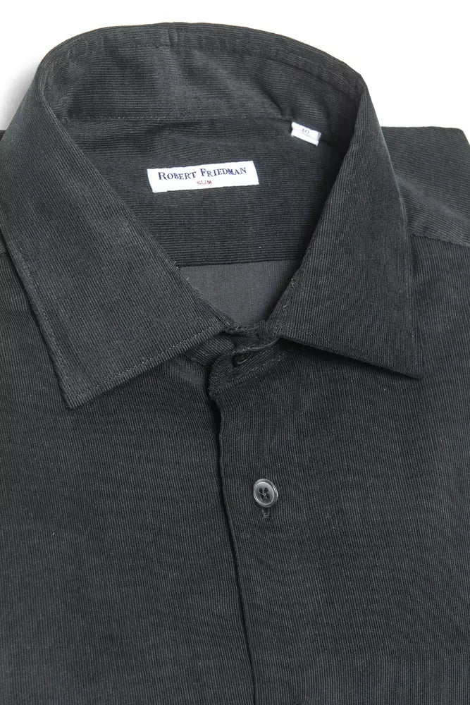 Robert Friedman Black Cotton Men Shirt