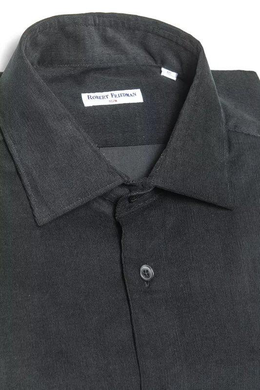 Robert Friedman Black Cotton Men Shirt