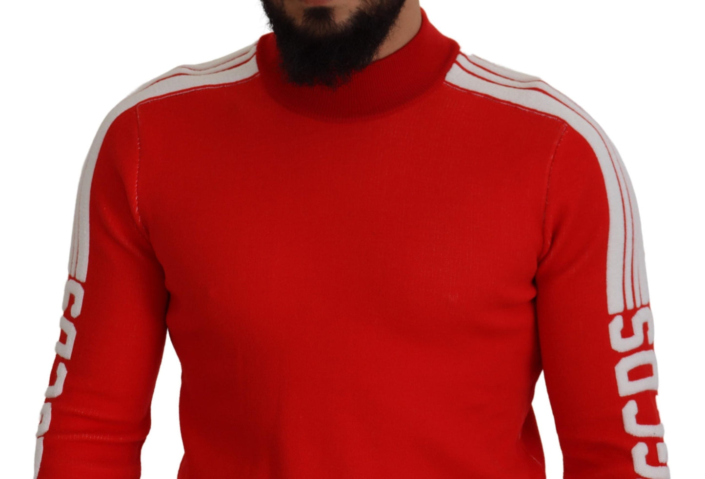 GCDS Roter Wollpullover mit Logo-Aufdruck und Rundhalsausschnitt für Herren