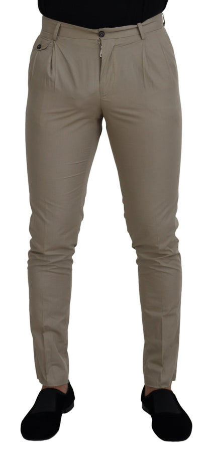 Dolce & Gabbana Beige Cotton Slim Fit Men Pants