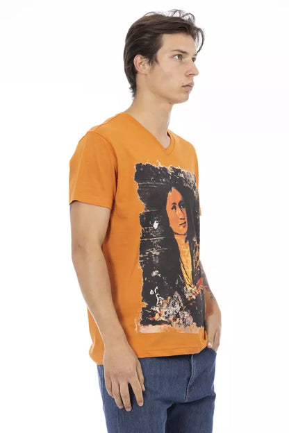 Trussardi Action Orange Baumwolle Herren T-Shirt mit V-Ausschnitt