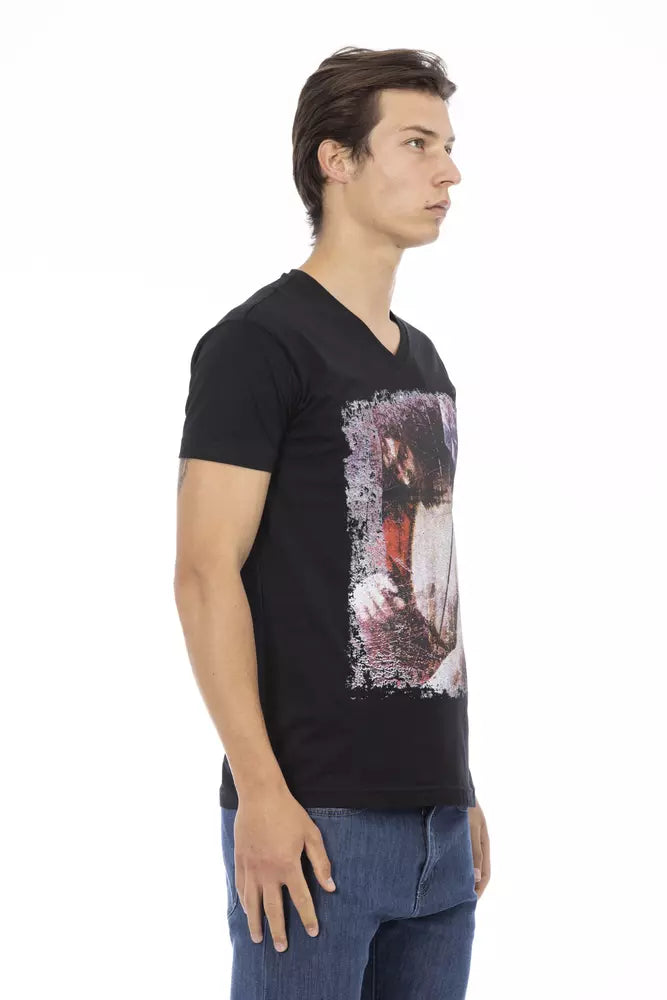 Trussardi Action Schwarzes Baumwoll-T-Shirt für Herren