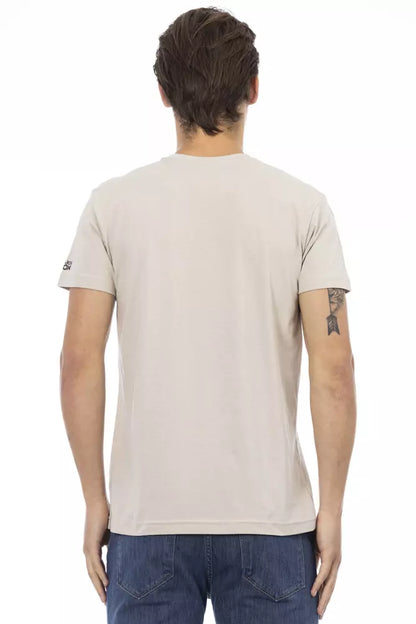 Trussardi Action Beige Baumwolle Herren T-Shirt mit V-Ausschnitt