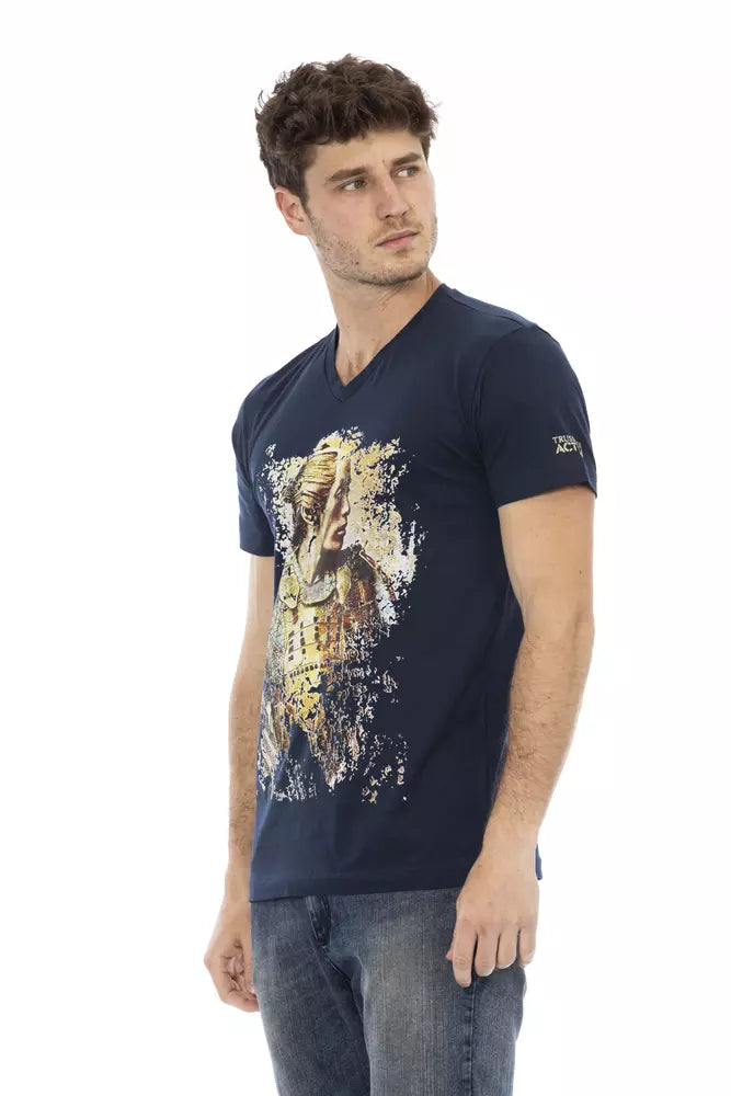 Trussardi Action Blaues Herren-T-Shirt aus Baumwolle