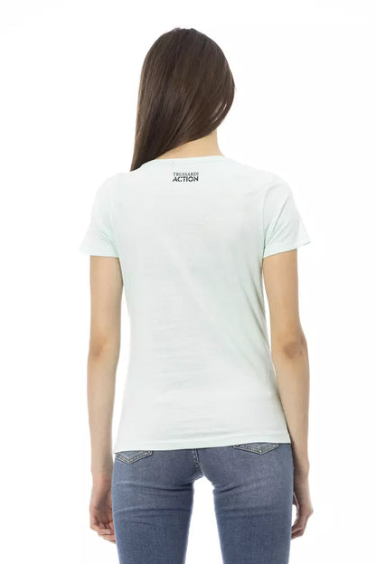 Trussardi Action Hellblaues Baumwoll-T-Shirt für Damen