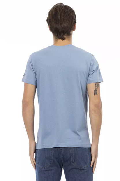 Trussardi Action Hellblaues Herren-T-Shirt aus Baumwolle