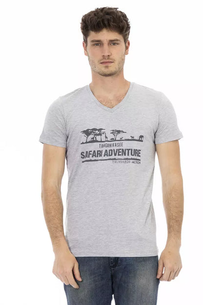 Trussardi Action Graues Baumwoll-T-Shirt für Herren