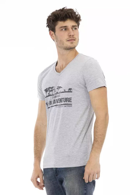 Trussardi Action Graues Baumwoll-T-Shirt für Herren