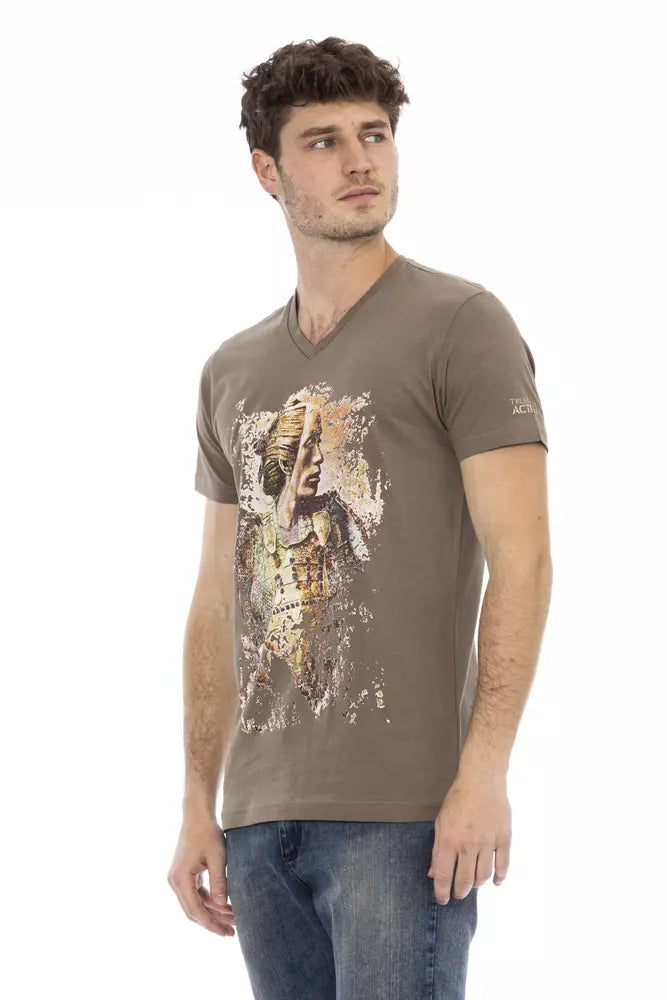 Trussardi Action Braunes Herren-T-Shirt aus Baumwolle