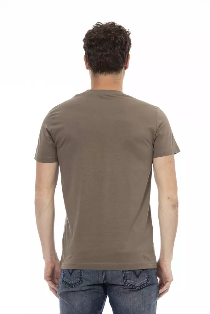 Trussardi Action Braunes Herren-T-Shirt aus Baumwolle