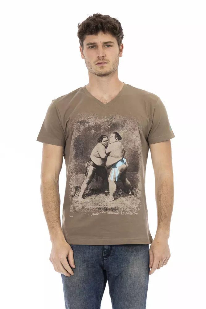 Trussardi Action Braunes Herren-T-Shirt aus Baumwolle