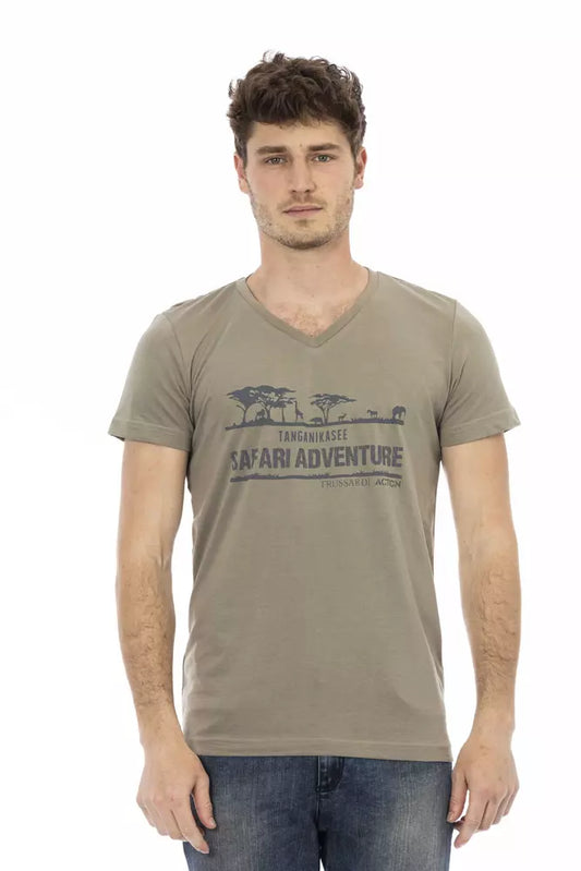Trussardi Action Braunes Herren-T-Shirt aus Baumwolle