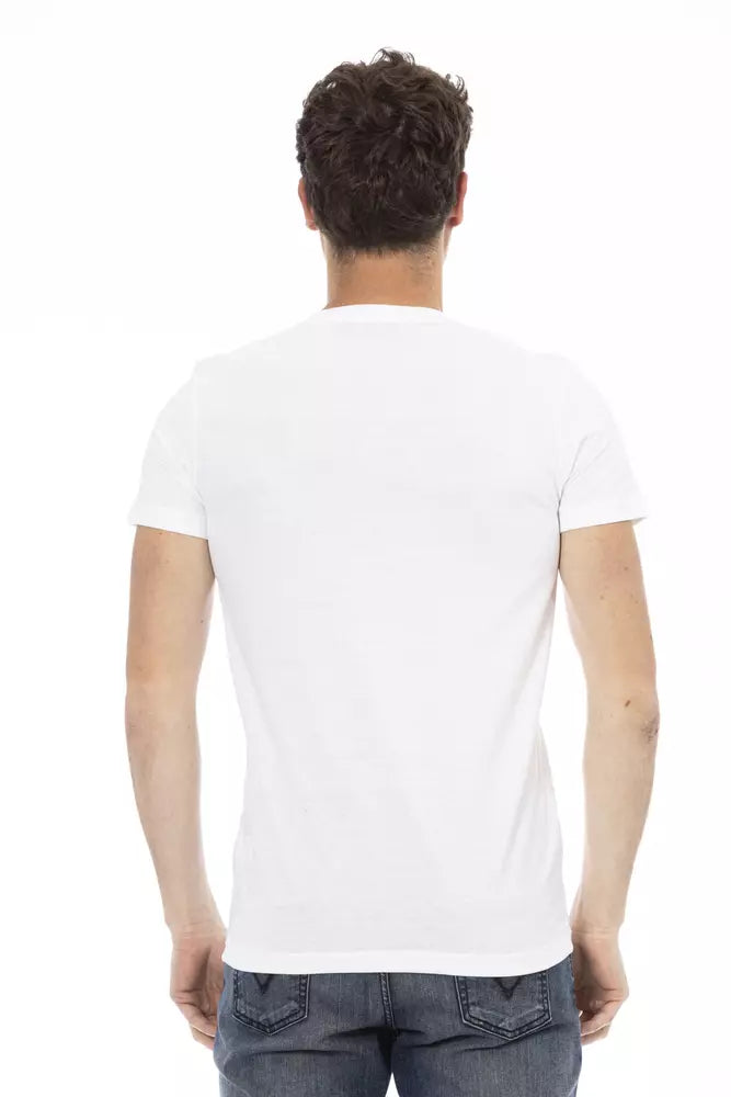Trussardi Action Herren-T-Shirt aus weißer Baumwolle mit V-Ausschnitt