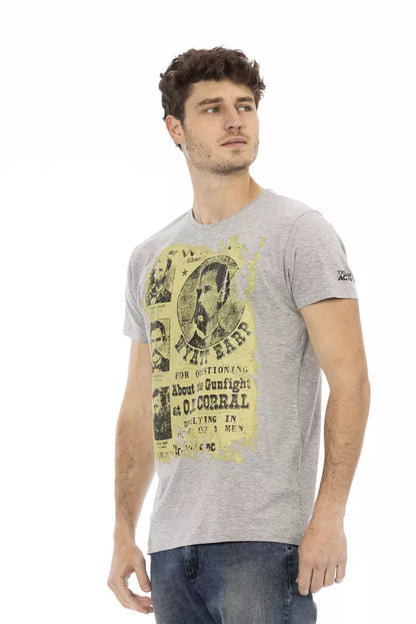 Trussardi Action Graues Baumwoll-T-Shirt für Herren