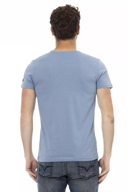 Trussardi Action Hellblaues Herren-T-Shirt aus Baumwolle