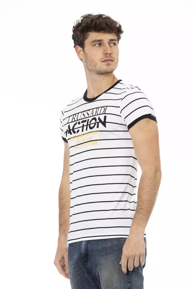 Trussardi Action Weißes Baumwoll-T-Shirt für Herren