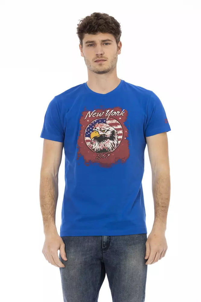Trussardi Action Blaues Herren-T-Shirt aus Baumwolle