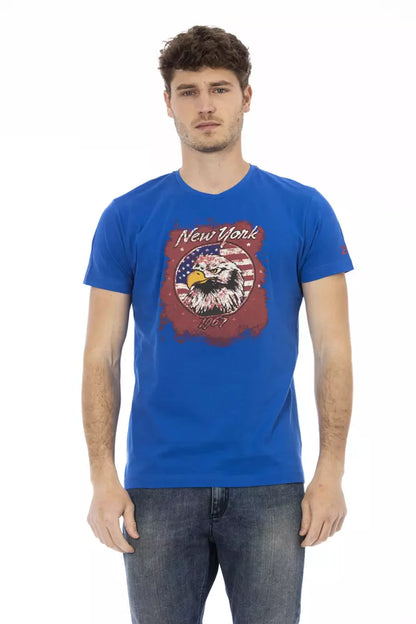 Trussardi Action Blaues Herren-T-Shirt aus Baumwolle