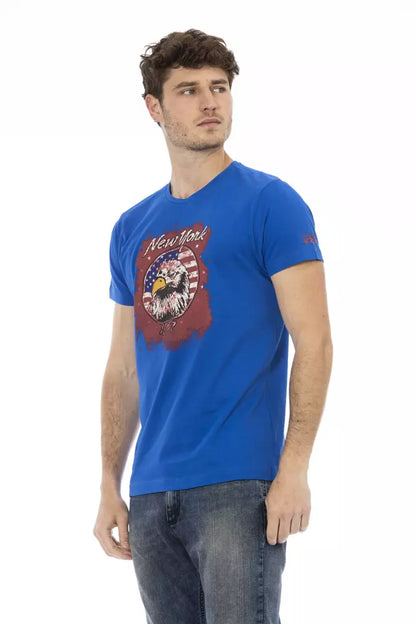 Trussardi Action Blaues Herren-T-Shirt aus Baumwolle
