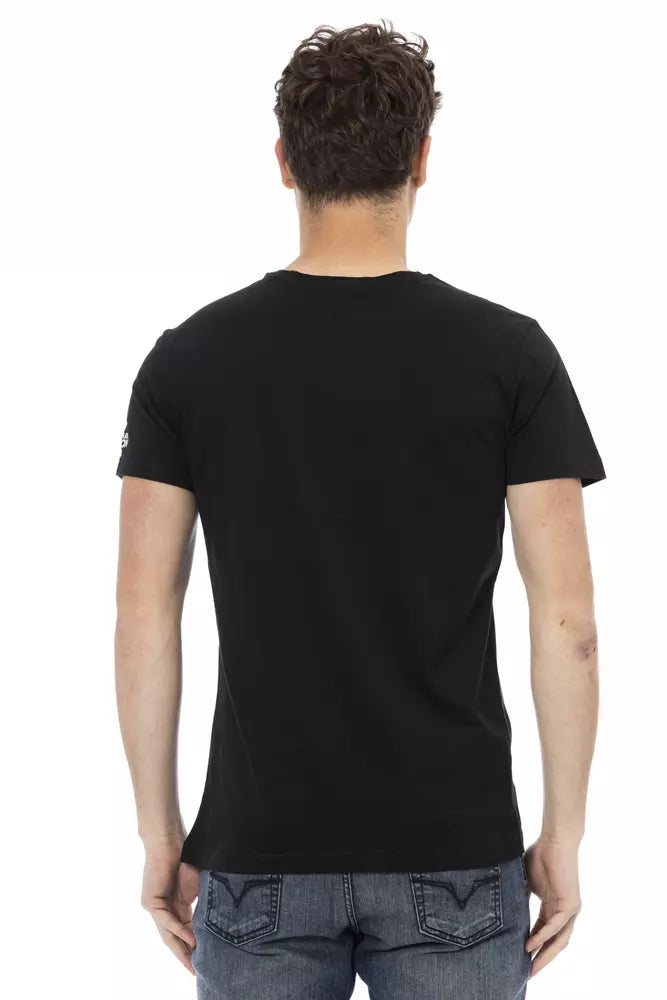 Trussardi Action Schwarzes Baumwoll-T-Shirt für Herren