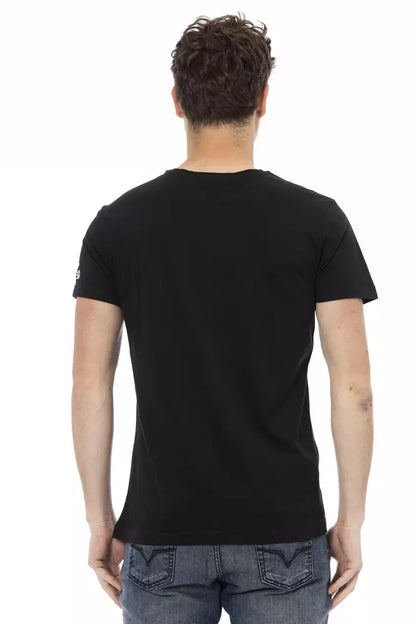Trussardi Action Schwarzes Baumwoll-T-Shirt für Herren