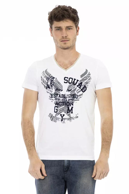 Trussardi Action Weißes Baumwoll-T-Shirt für Herren