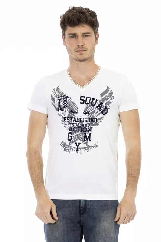 Trussardi Action Weißes Baumwoll-T-Shirt für Herren