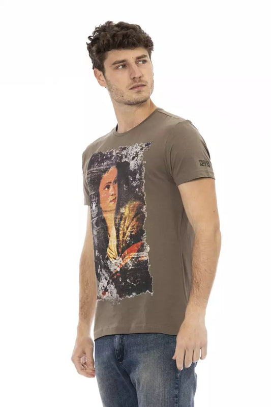Trussardi Action Braunes Herren-T-Shirt aus Baumwolle