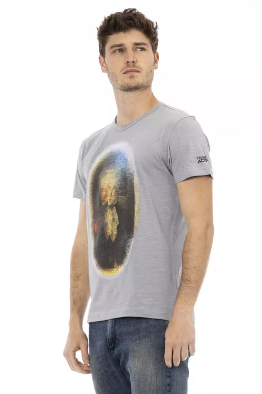Trussardi Action Graues Herren-T-Shirt aus Baumwolle
