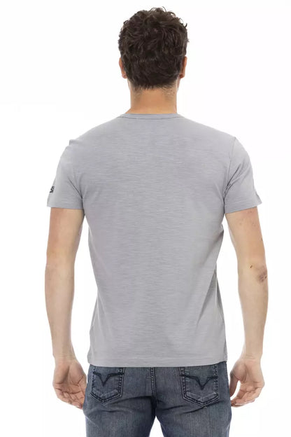 Trussardi Action Graues Herren-T-Shirt aus Baumwolle
