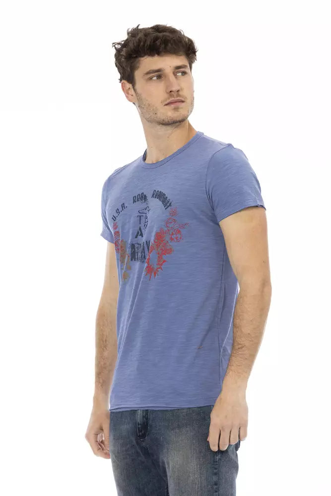 Trussardi Action Blaues Herren-T-Shirt aus Baumwolle
