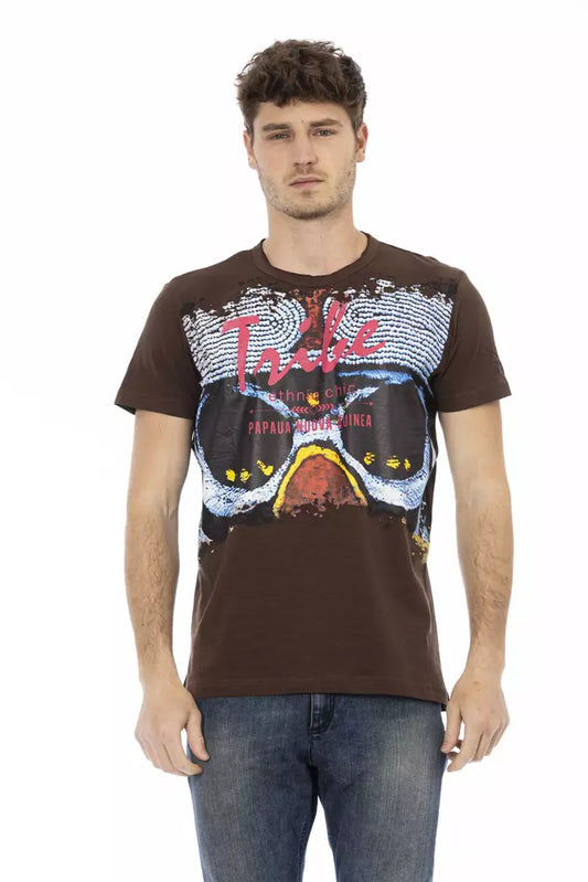 Trussardi Action Braunes Herren-T-Shirt aus Baumwolle