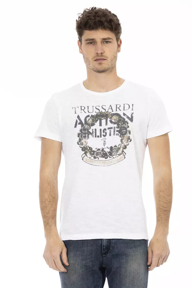 Trussardi Action Herren-T-Shirt aus weißer Baumwolle