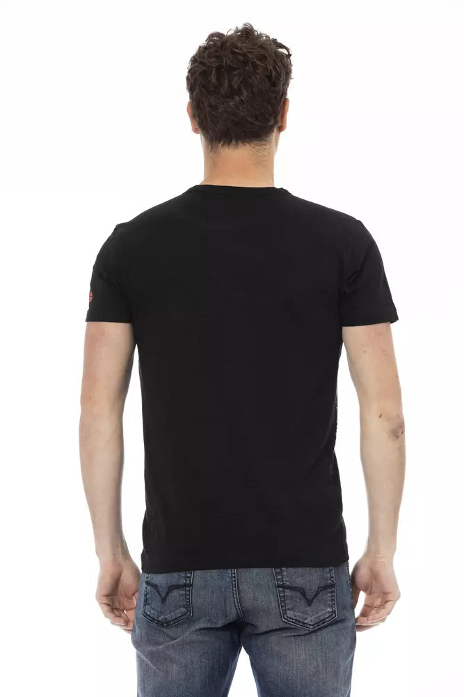 Trussardi Action Schwarzes Baumwoll-T-Shirt für Herren