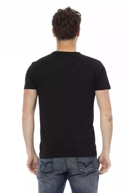 Trussardi Action Schwarzes Baumwoll-T-Shirt für Herren