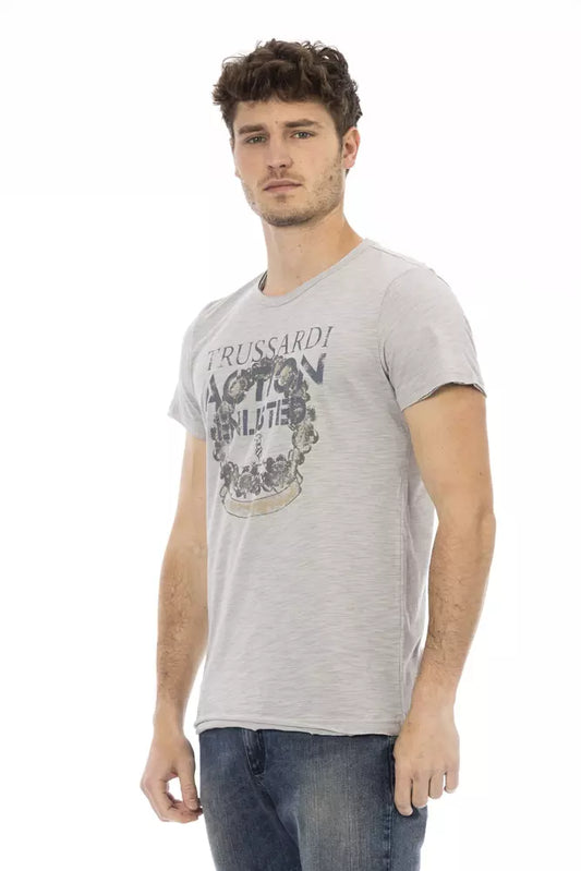 Trussardi Action Graues Baumwoll-T-Shirt für Herren