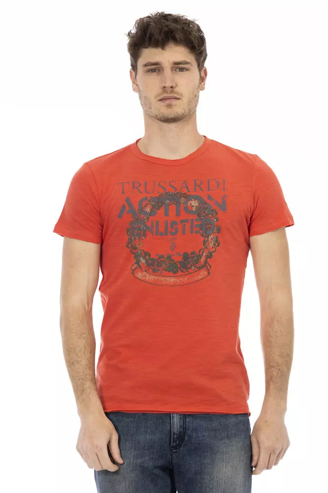 Trussardi Action Rotes Baumwoll-T-Shirt für Herren