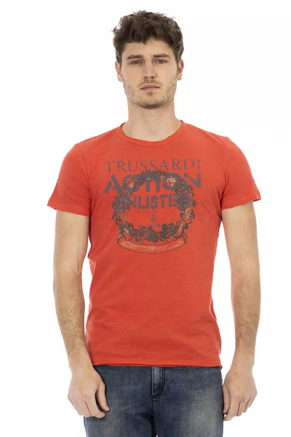 Trussardi Action Rotes Baumwoll-T-Shirt für Herren
