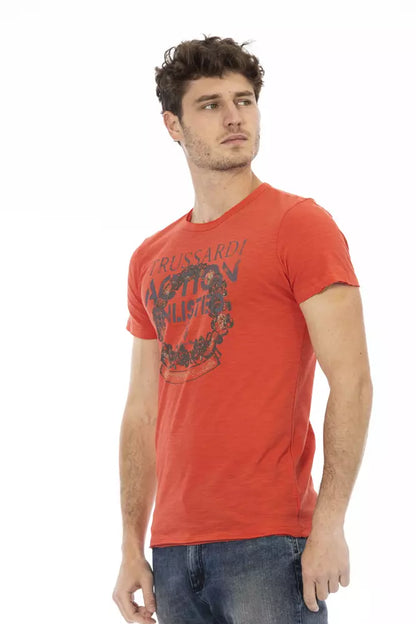 Trussardi Action Rotes Baumwoll-T-Shirt für Herren