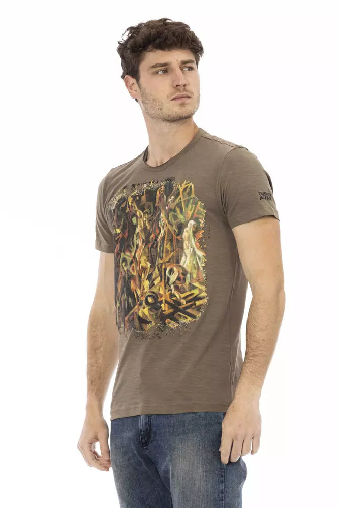 Trussardi Action Braunes Herren-T-Shirt aus Baumwolle